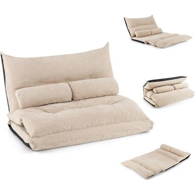 Goplus - Bodensofa mit Schlaffunktion, 3 in 1 Schlafsofa mit verstellbare Rückenlehne, Kissen & Image