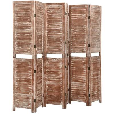 Maison Chic - 6-tlg. Paravent Raumteiler Sichtschutz für Balkon, Garten Braun 210x165 cm Massivholz Image