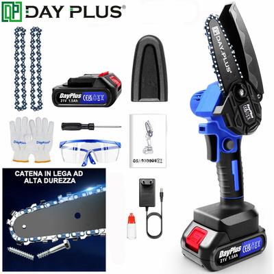 Dayplus - Kettensäge mit Akku und Ladegerät, 4' Einhand Elektrische Kettensäge 2 Kette Neu Image