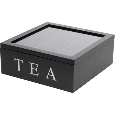 Teebox tea, 9 Fächer, Teeaufbewahrung, mdf, 22,5 x 22,5 x 9 cm