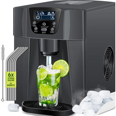 KESSER® Eiswürfelbereiter Eiswürfelmaschine Edelstahl 100W Ice Maker 12 kg 24 h 2 Würfelgrößen