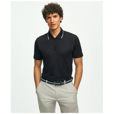 Brooks Brothers Men's Performance Series Half-Zip Pique Polo Shirt | Black | Size Large