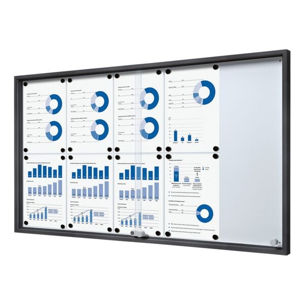 Showdown Displays Abschließbarer Schaukasten »SLIM« 10x A4 grau, 112.6x64.1x5 cm