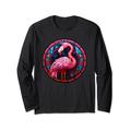 Flamingo Buntglas Bleilicht künstlerisches Design Langarmshirt