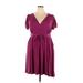 Torrid Casual Dress - A-Line V-Neck Short sleeves: Burgundy Solid Dresses - Women's Size 2X Plus