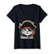 Damen Niedliches lustiges Piratenkatzen-T-Shirt für Kinder, Purr-ate Life Piratenkapitän T-Shirt mit V-Ausschnitt