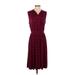 Leota Casual Dress - Midi V-Neck Sleeveless: Burgundy Dresses - Women's Size Small