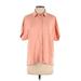 Uniqlo Short Sleeve Button Down Shirt: Pink Tops - Women's Size Small
