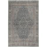 Feizy Marquette Transitional Medallion Gray/Blue/Red 4 x 5 3 Accent Rug Stain Resistant Water Resistant Fade Resistant Bohemian & Eclectic Oriental Design Carpet for Living Dining Bed Room