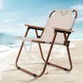 Outdoor Portable Folding Camping Chair Furniture White 600D Oxford Fabric Brown Camping Chair with Carrying Handle Anti-Slip Pads for Beach Camping Hiking Trips Fishing