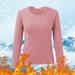 Harpily Thermal Underwear Top For Women O Neck Fleece Lined Thermal Thermal Underwear Slim Tops Long Sleeve Thermal Shirts Winter Tops Pink L