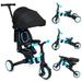 Ataucjin 7 in 1 Baby Tricycle Foldable Toddler Tricycle with Removable and Adjustable Parent Handle Toddler Push Bike with Removable Pedal Canopy and Guardrail Tricycle for 12-72 Monthsï¼ˆBlueï¼‰