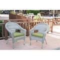W00402G-2-FS029 2 in. Grey Resin Wicker Clark Single Chair with Sage Green Cushion - Set of 2