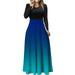 VBARHMQRT Female Black Dresses for Women Plus Size Fall Womens Casual and Fashionable Printed Round Neck Long Sleeved Patchwork Long Skirt Dress Purple Cocktail Dress Formal Dress