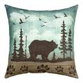 YST Wild Bear Throw Pillow Cover 22x22 Inch Rustic Pine Trees Pillow Cover for Boys Woodland Animals Cushion Cover Retro Brown Lodge Cabin Wildlife Bear Paw Farmhouse Decor