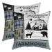 YST Farmhouse Deer Throw Pillow Covers 24x24 Inch Woodland Bear Moose Elk Pillow Covers Rustic Reindeer Lodge Cabin Retro Country Cottage Blue Buffalo Plaid Cushion Covers