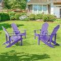 Sonerlic 4 Packs Outdoor Adirondack Plastic Fire Pit Chair for Patio Deck and Garden Purple