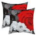 Rose Floral Throw Pillow Covers 20x20 Inch Pack of 2 Red Black Grey 3D Rose Pillow Covers for Sofa Bed Couch Romantic Valentine s Day Cushion Covers Blossom Flower Decorative Pillow Covers