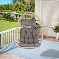 Outdoor Garden Rattan Egg Swing Chair Hanging Chair Patio Porch Lounge Egg Swing Chair Comfortable Outside Bedrooms Wicker Swing Chair For Indoor Outdoor Bedroom Backyard