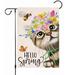 Hello Spring Garden Flag 12x18 Vertical Double Sided Burlap Cat Flower Summer For Farmhouse Rustic Yard Outside Outdoor House Decoration