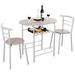 TJUNBOLIFE 3 Piece Dining Set Indoor Bistro Set 2 Chairs and Table w/ Metal Frame Compact Kitchen Table & Chairs Set for 2 Small Space Apartment (Black)