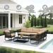 ATR ART to REAL 6 Piece Outdoor Sectional Corner 6-Seater Patio Sectional Couch Khaki