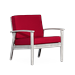 Oversized Eucalyptus Accent Chair Outdoor Deep Seat Armchair Silver Gray Finish Burgundy Cushions