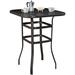 Topeakmart Outdoor Patio Bistro Table Bar Height Counter Tall Table with Tempered Glass Tabletop Brown