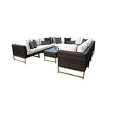 AMALFI 11 Piece Wicker Patio Furniture Set 11a in Gold and White