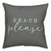 Creative Products Come and Sit With Me Script White and Grey 16x16 Indoor / Outdoor Pillow