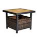 SYTHERS Outdoor Wicker Side Table Rattan Square End Table Coffee Bistro Table with Umbrella Hole & Storage Space Yellow