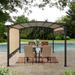 Unique Choice 12 x 9 FT Outdoor Pergola Arched Gazebo with Retractable Shade Canopy Metal Frame Patio Sun Shade Shelter Beige