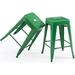 JOMA 24 Inch Metal Stools Backless Counter Height Barstools Indoor Outdoor Stackable Stools with JOMA Seat Set of 2 (Dark Green)