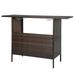 SYTHERS Wicker Outdoor Bar Table with 2 Steel Shelves Rattan Patio Storage for Backyard Poolside Garden Brown