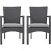 LIHONG Outdoor Wicker Dining Chairs with Cushions 2-Pcs Set Grey