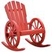 IVV Rustic Wood Wagon Rocking Chair Outdoor Patio Lounge Rocker Set with Wheel Armrest for Garden Country Yard (Red)