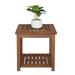 MACTANO Wooden Patio Side Table Square End Table for Outdoor Brown