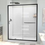 Dreamline Infinity-Z 30 In. D X 60 In. W X 78 3/4 In. H Sliding Shower Door, Base, and White Wall Kit In Matte Black and Clear Glass D2096030XXL0009