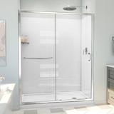 Dreamline Infinity-Z 34 in. D x 60 in. W x 78 3/4 in. H Sliding Shower Door, Base, and White Wall Kit in Chrome and Clear Glass D2096034XXR0001