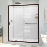 Dreamline Infinity-Z 34 In. D X 60 In. W X 78 3/4 In. H Sliding Shower Door, Base, and White Wall Kit In Oil Rubbed Bronze and Clear Glass D2096034XXL0006