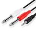TNP Premium 1/8 to 1/4 Stereo Cable Male to Male 10ft - Dual Y-Connector 1/4 to 1/8 Audio Cable - 3.5mm TRS to Dual