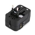 Travel Adapter Worldwide All in One Universal Power Converter AC Power Plug Adapter Power Plug Wall Charger with Dual USB Charging Ports for Charging EU US UK AU Cell Phone Computers (Black)