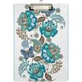 Wellsay Clipboard for Classrooms Office Striped Flowers Paisley Clipboard Plastic Clipboard with Low Profile Metal Clip Decorative Clip Boards A4 Standard Letter Size 9 x 12.5