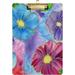 Wellsay Tie Dye Shibori Print Flower Clipboards for Kids Student Women Men Letter Size Plastic Low Profile Clip 9 x 12.5 in Golden Clip