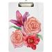 Wellsay Rose Lily Quince Flower Floral Clipboards for Kids Student Women Men Letter Size Plastic Low Profile Clip 9 x 12.5 in Sliver Clip