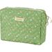 Duslogis Makeup Bag Cotton Travel Cosmetic Bag Cute Pouch Toiletry Bag Quilted Floral Organizer Bag Large Capacity Coquette Aesthetic Portable Storage Zipper Purse for Women (Green Floral)