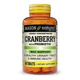 MASON NATURAL Cranberry with Probiotic Calcium and Vitamin C Highly Concentrated - Supports Antioxidant and Immune Health Maintains a Healthy Urinary System 60 Tablets