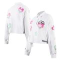 Women's Freeze Max White Peanuts Snoopy Sweet Heart Long Sleeve Cropped Polo