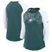 Women's Nike Midnight Green/White Philadelphia Eagles Knockout Arch Raglan Tri-Blend 3/4-Sleeve T-Shirt