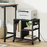 Under Desk Printer Stand with Power Outlets and USB Charging Ports Desktop Printer Table with Storage Shelf 4 Tier Mobile Printer Stand with Wheels for Home Office